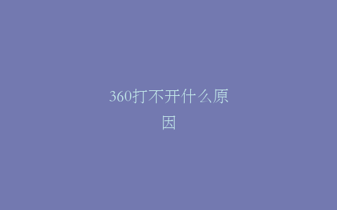 360打不开什么原因